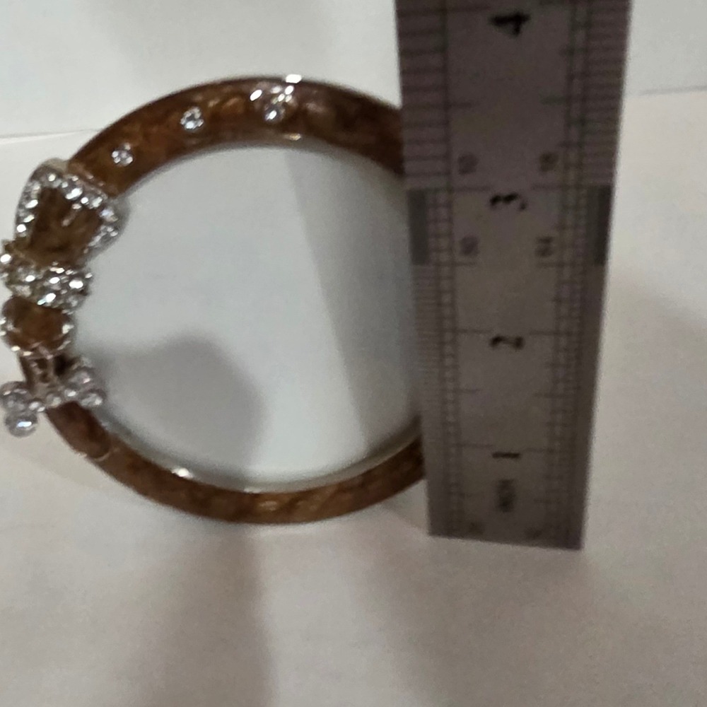 Miniature Round Dog Collar Picture Frame Brown Enamel Rhinestone Bone Charm 3in - Picture 5 of 5